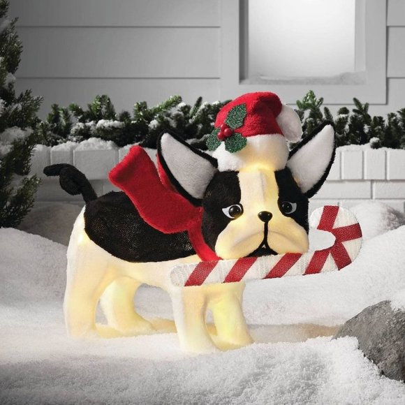 Holiday Target 22 Led Bulldog With Candy Cane